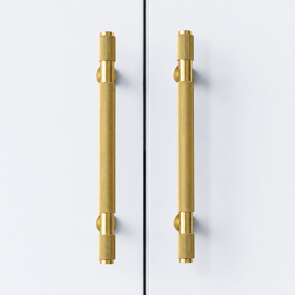 EDGE brushed brass 10 inch cabinet bar pull - navy blue kitchen island - ARCHANDLES