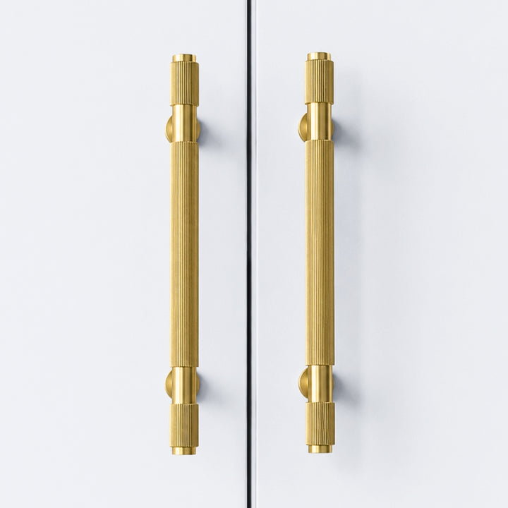 EDGE brushed brass 10 inch cabinet bar pull - navy blue kitchen island - ARCHANDLES