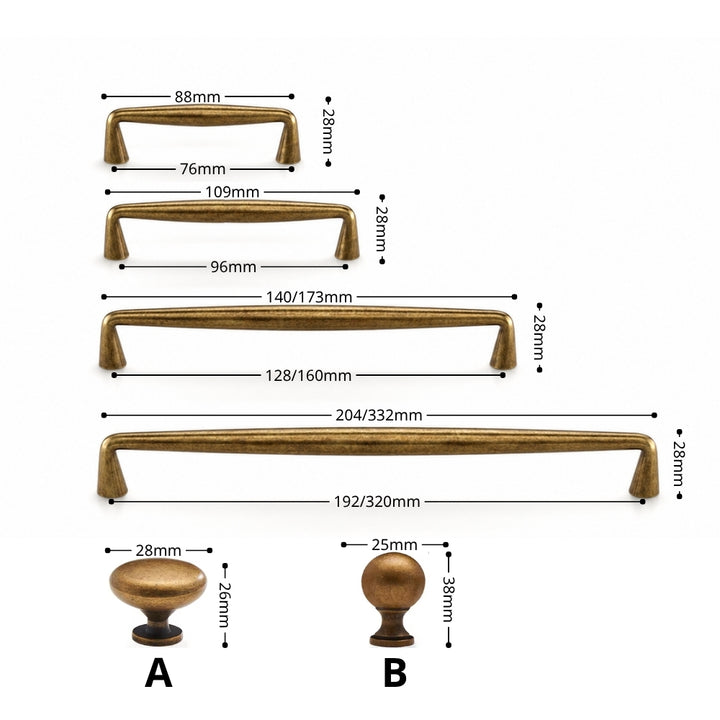 FLICKER - Antique Brass 10" Knobs and Pulls