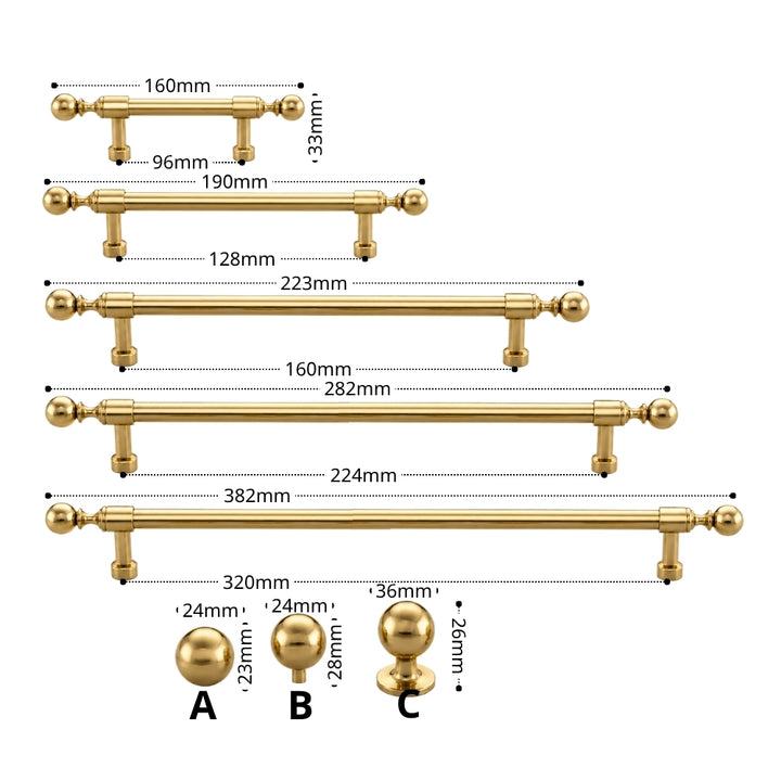 GRANITE - Polished Gold 10" Knobs and Pulls