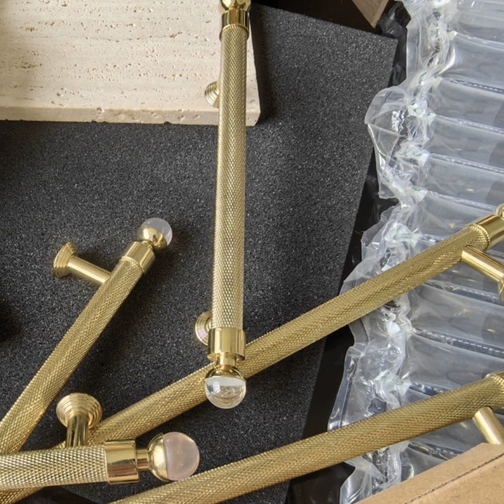 LUME - Brushed Brass 5" Knobs and Pulls