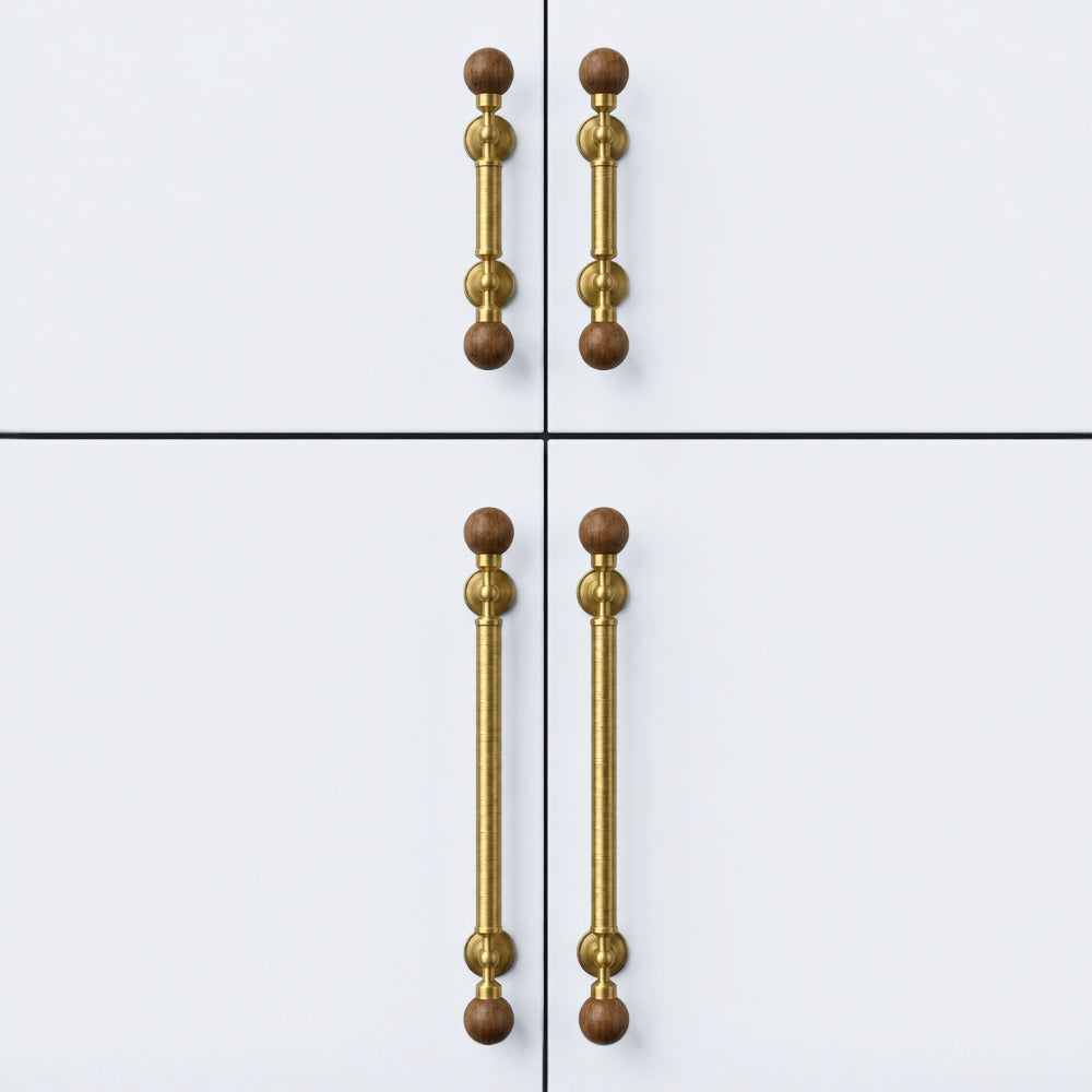 OPAL - Brass and Walnut 9" Knobs and Pulls