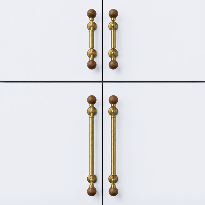 OPAL - Brass and Walnut 9" Knobs and Pulls