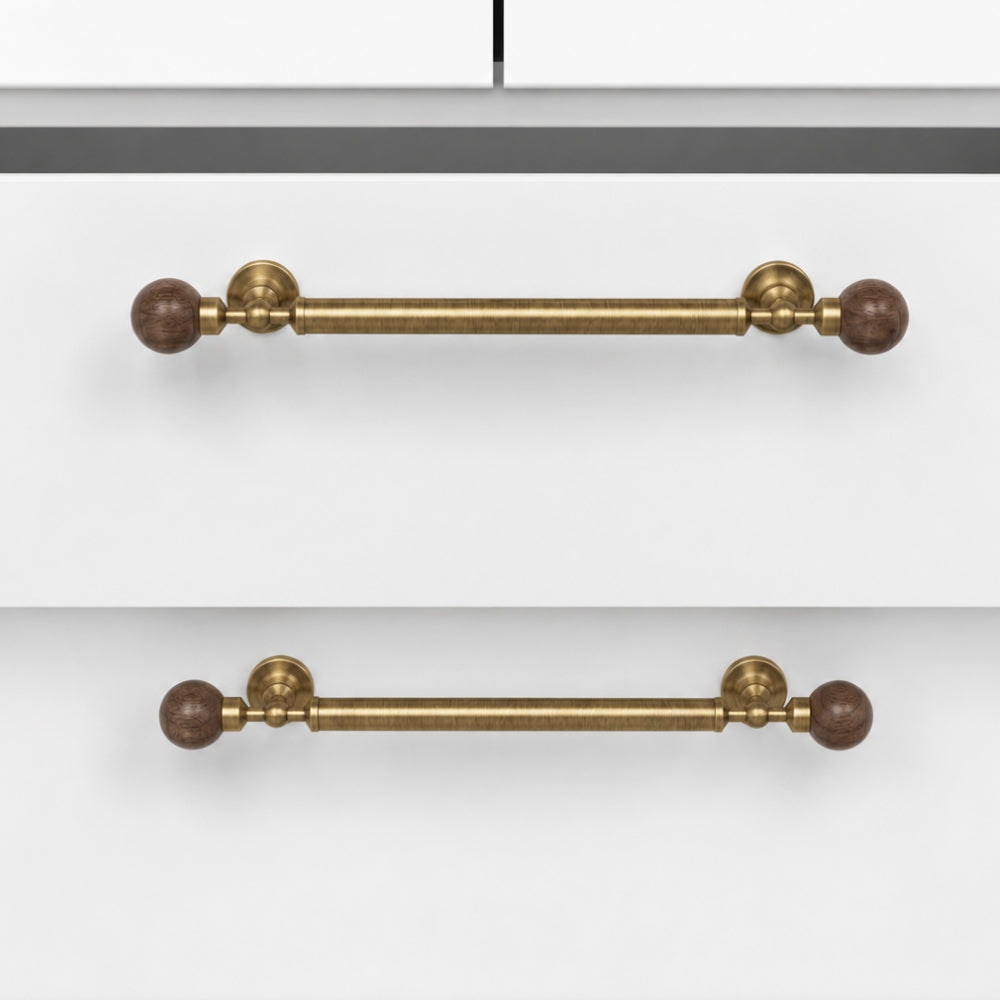 OPAL - Brass and Walnut 9" Knobs and Pulls