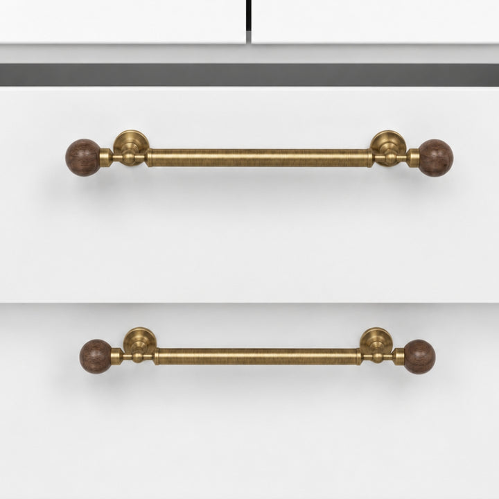 OPAL - Brass and Walnut 9" Knobs and Pulls