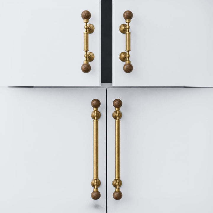 OPAL - Brass and Walnut 9" Knobs and Pulls