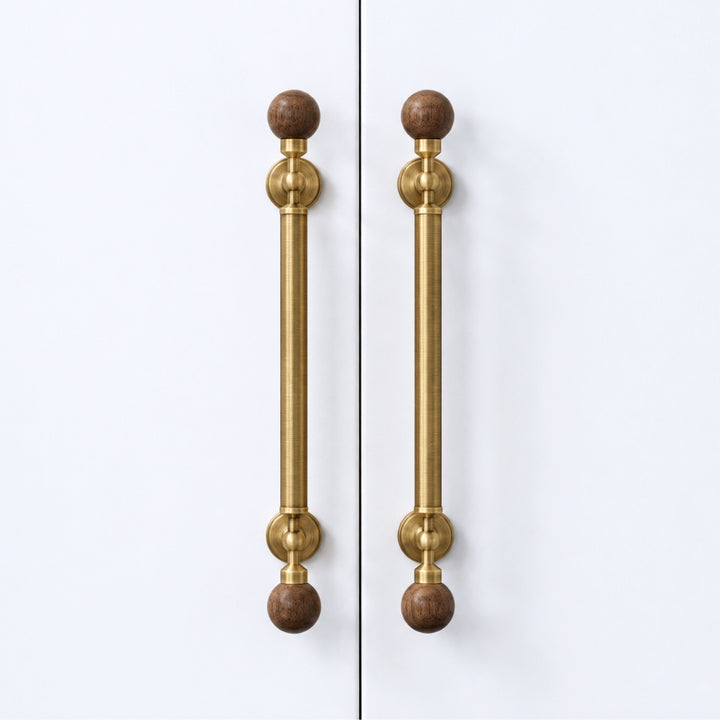 OPAL - Brass and Walnut 9" Knobs and Pulls