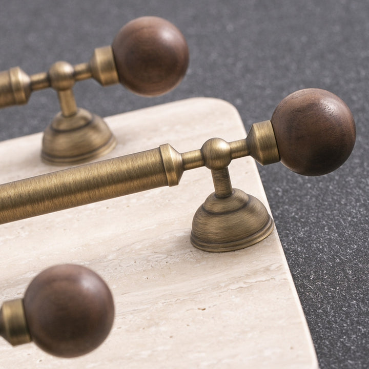 OPAL - Brass and Walnut 9" Knobs and Pulls