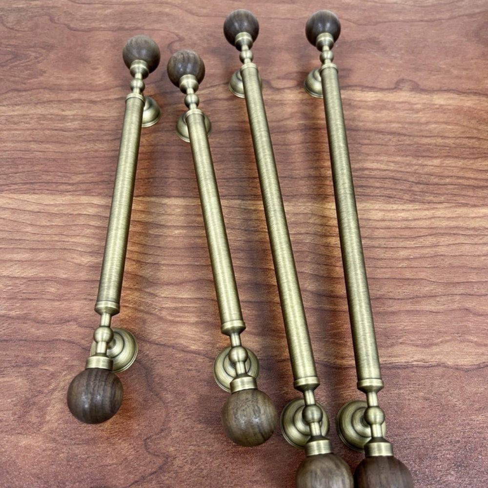 OPAL - Brass and Walnut 9" Knobs and Pulls