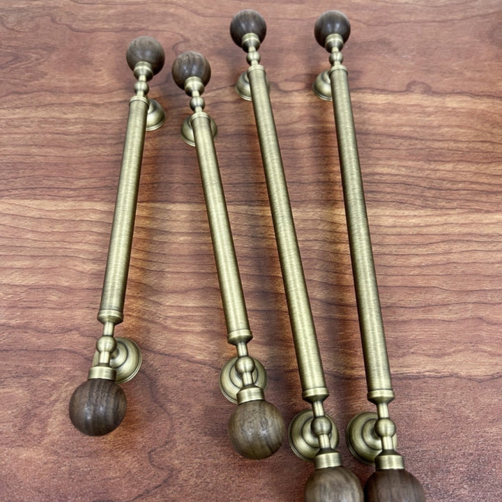 OPAL - Brass and Walnut 9" Knobs and Pulls