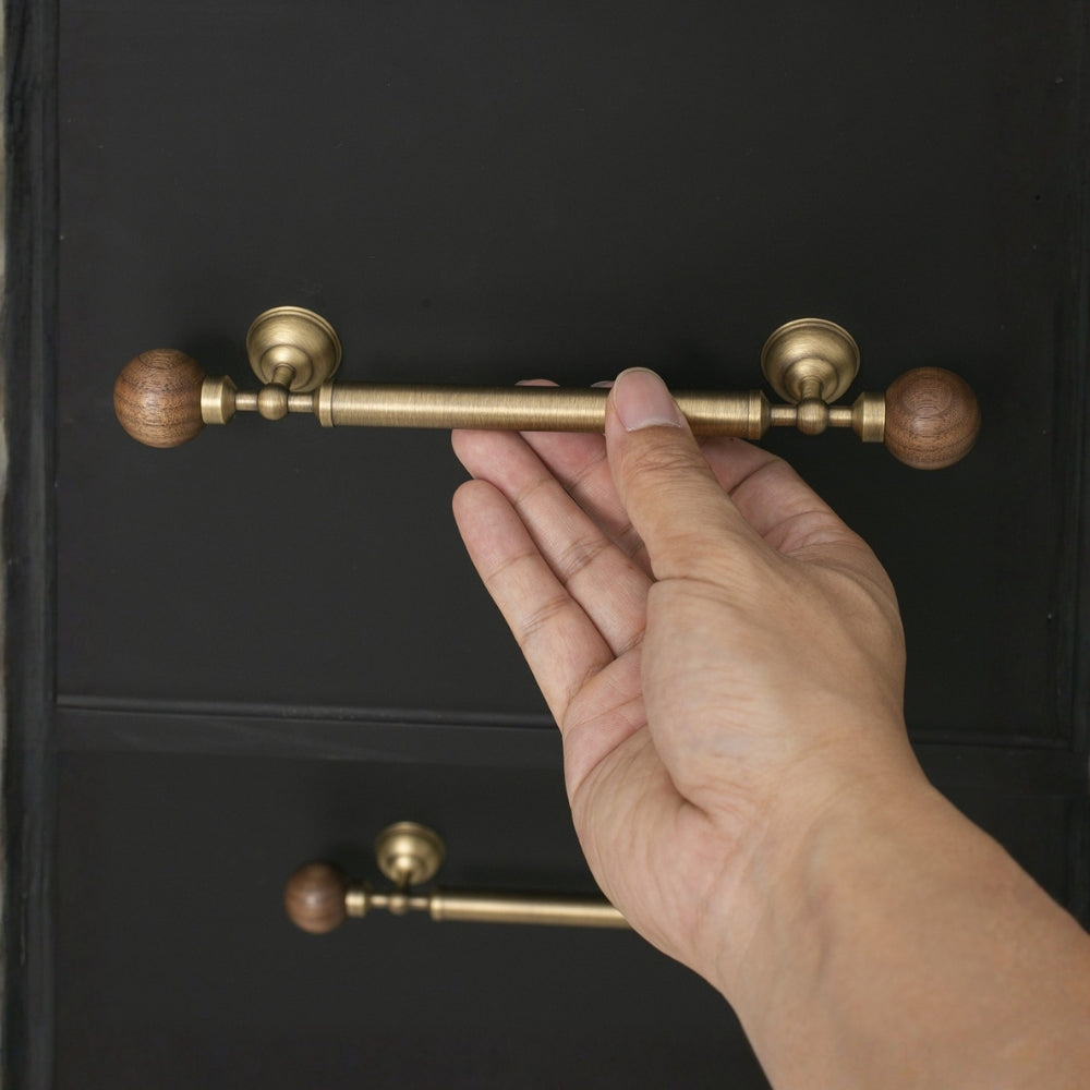 OPAL - Brass and Walnut 9" Knobs and Pulls