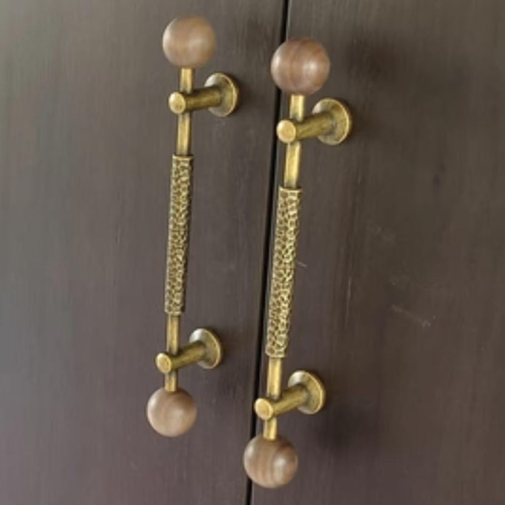 PAX - Antique Brass and Walnut 7.5" Knobs and Pulls