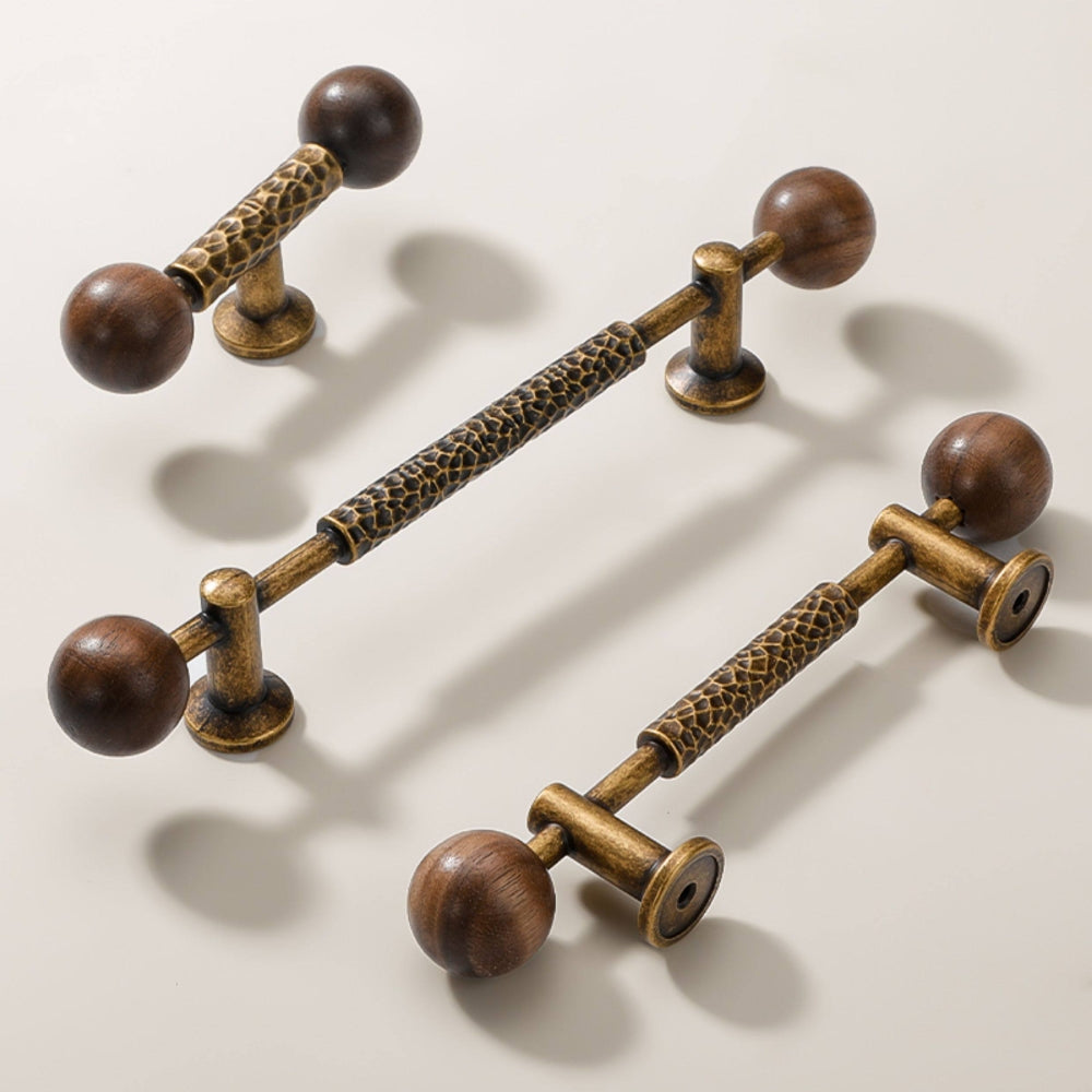 PAX - Antique Brass and Walnut 7.5" Knobs and Pulls