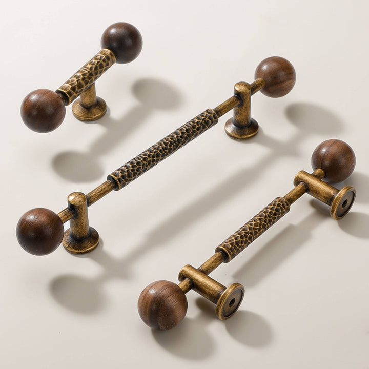 PAX - Antique Brass and Walnut 7.5" Knobs and Pulls