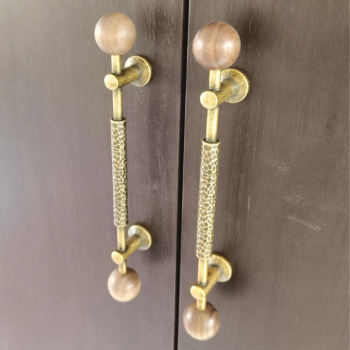 PAX - Antique Brass and Walnut 7.5" Knobs and Pulls