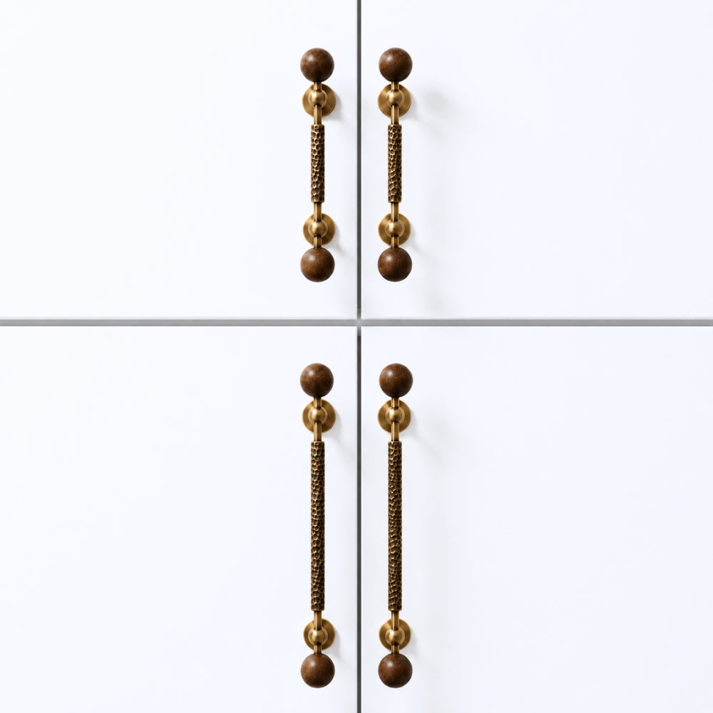 PAX - Antique Brass and Walnut 7.5" Knobs and Pulls