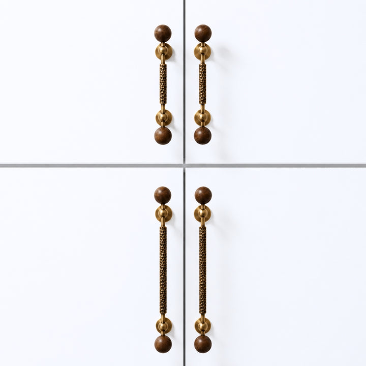 PAX - Antique Brass and Walnut 7.5" Knobs and Pulls