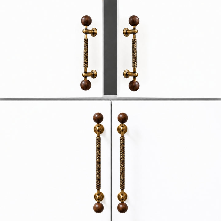 PAX - Antique Brass and Walnut 7.5" Knobs and Pulls