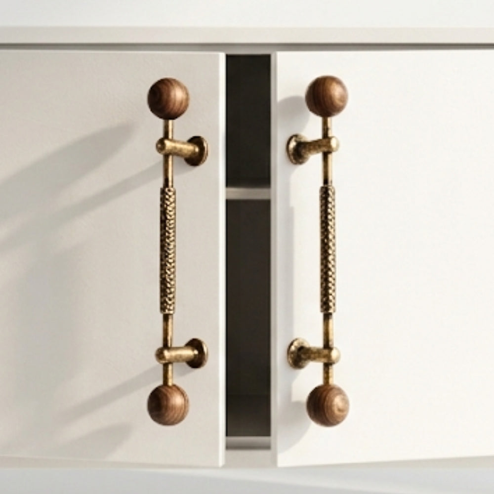 PAX - Antique Brass and Walnut 7.5" Knobs and Pulls