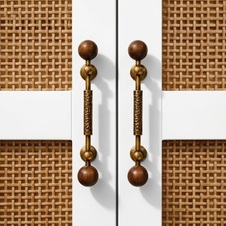 PAX - Antique Brass and Walnut 7.5" Knobs and Pulls