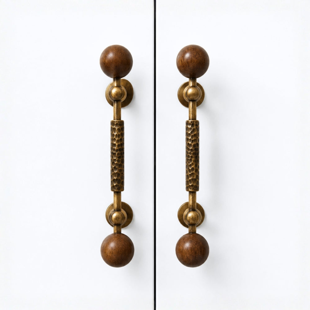 PAX - Antique Brass and Walnut 7.5" Knobs and Pulls