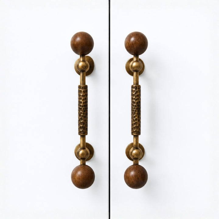 PAX - Antique Brass and Walnut 7.5" Knobs and Pulls