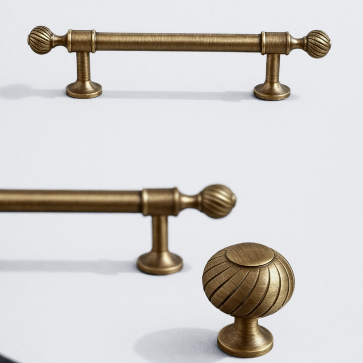 HALO antique brass 3.75-inch cabinet knobs and pulls by ARCHANDLES