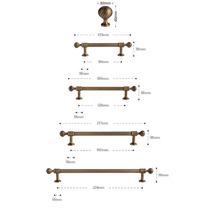 Antique brass 3.75-inch cabinet knobs and pulls — view 10