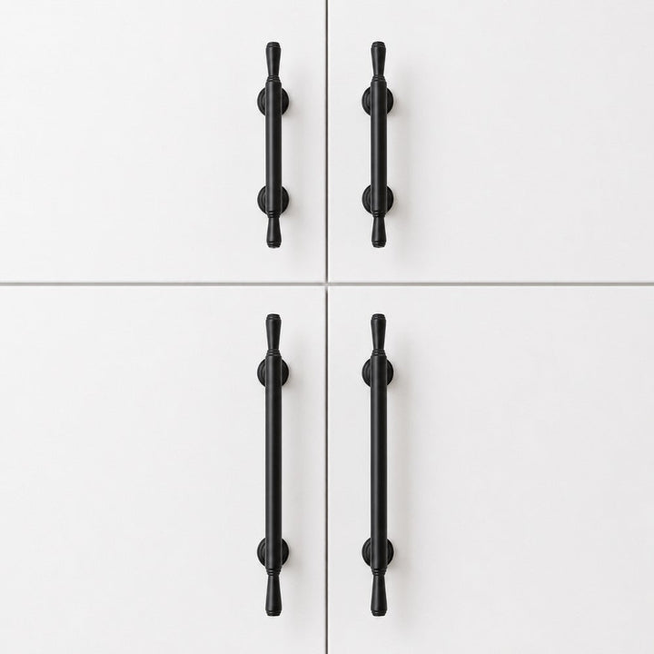 ARC matte black 5 inch cabinet bar pull - white shaker kitchen island - ARCHANDLES