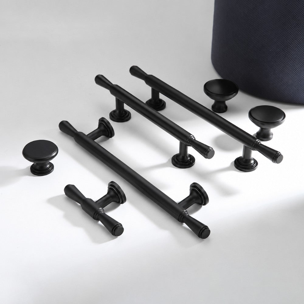 ARC matte black 5 inch cabinet bar pull - white shaker kitchen island - ARCHANDLES