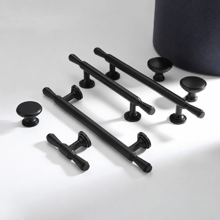 ARC matte black 5 inch cabinet bar pull - white shaker kitchen island - ARCHANDLES