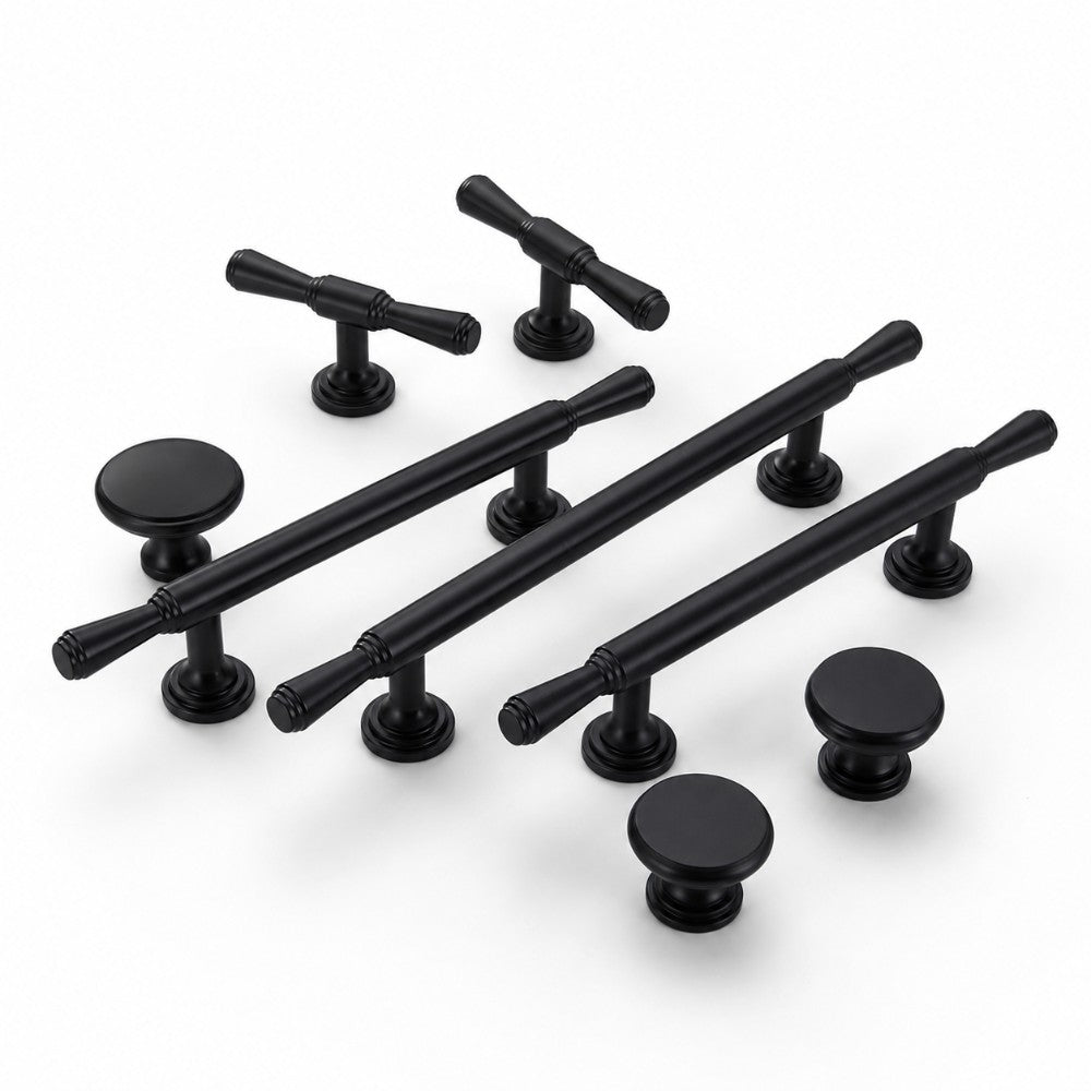 ARC matte black 5 inch cabinet bar pull - white shaker kitchen island - ARCHANDLES