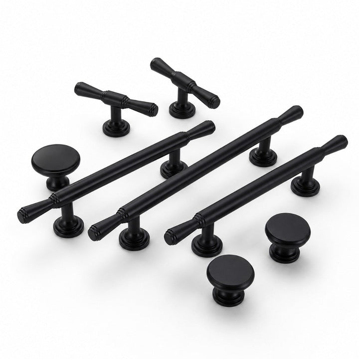 ARC matte black 5 inch cabinet bar pull - white shaker kitchen island - ARCHANDLES