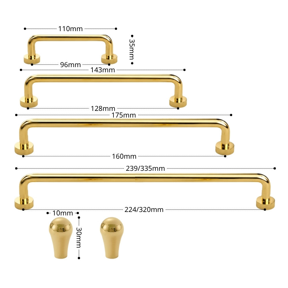 12.5 Inch Polished Gold Cabinet Pulls | CARBON