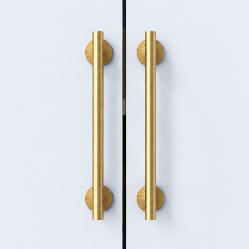 CORE brushed brass 6.25 inch cabinet bar pull - navy blue kitchen island - ARCHANDLES