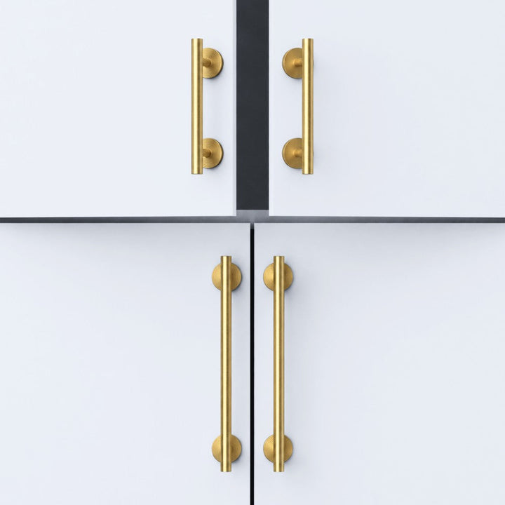 CORE brushed brass 6.25 inch cabinet bar pull - navy blue kitchen island - ARCHANDLES