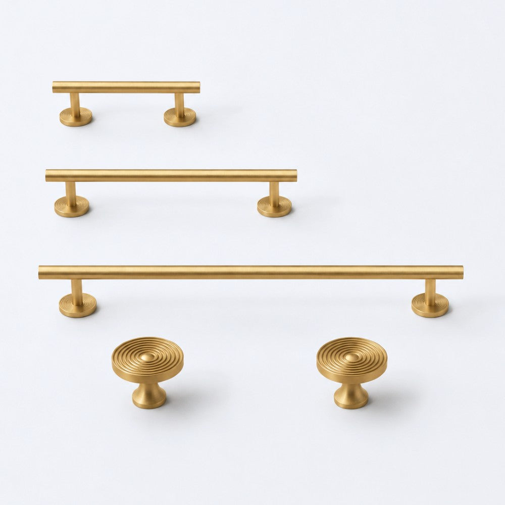 CORE brushed brass 6.25 inch cabinet bar pull - navy blue kitchen island - ARCHANDLES