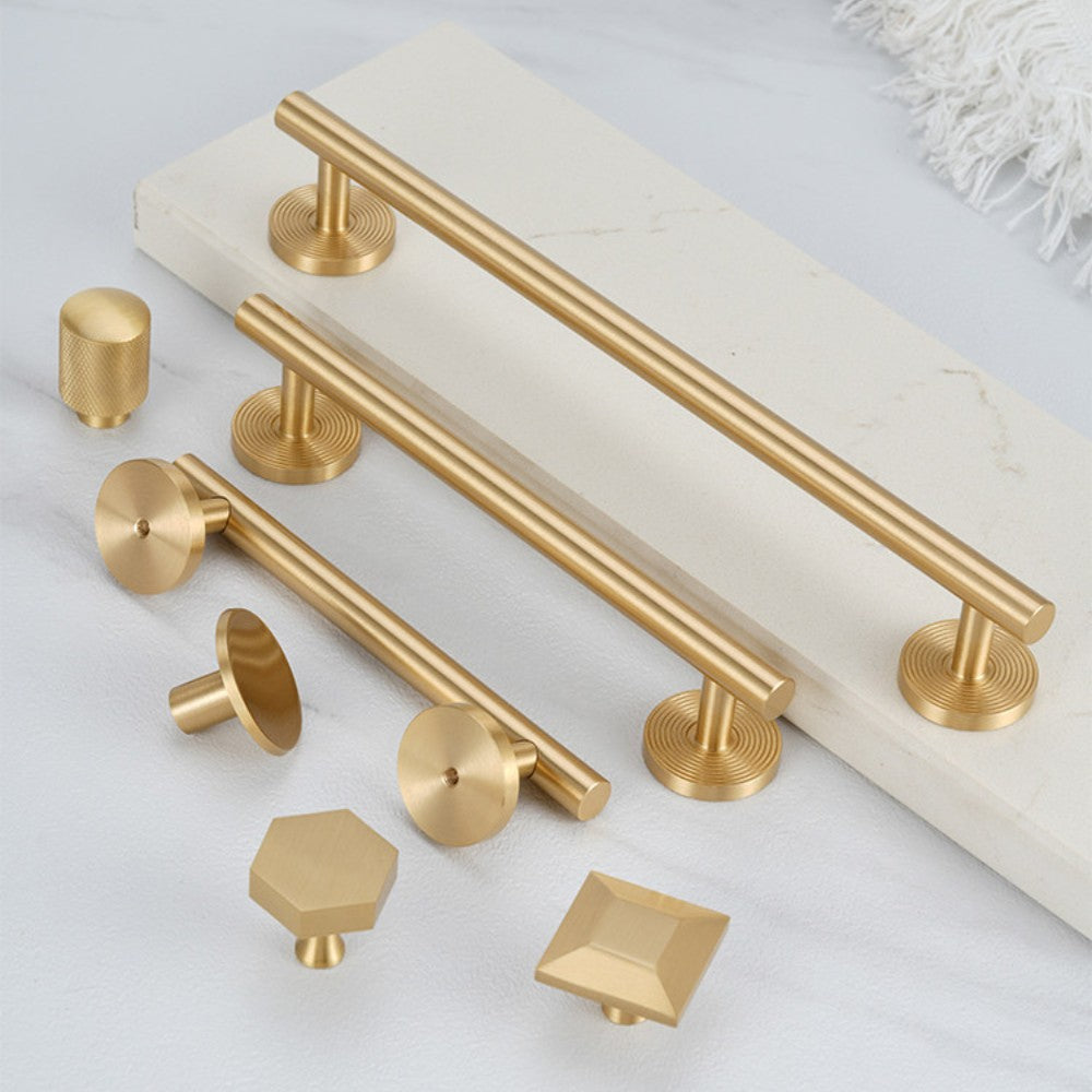 CORE brushed brass 6.25 inch cabinet bar pull - navy blue kitchen island - ARCHANDLES
