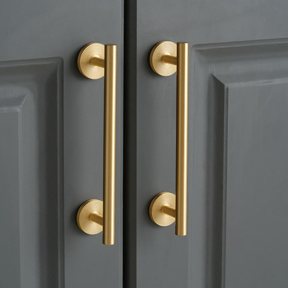 CORE brushed brass 6.25 inch cabinet bar pull - navy blue kitchen island - ARCHANDLES
