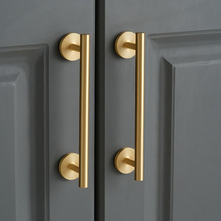 CORE brushed brass 6.25 inch cabinet bar pull - navy blue kitchen island - ARCHANDLES