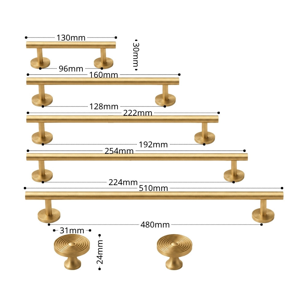 CORE brushed brass 6.25 inch cabinet bar pull - navy blue kitchen island - ARCHANDLES
