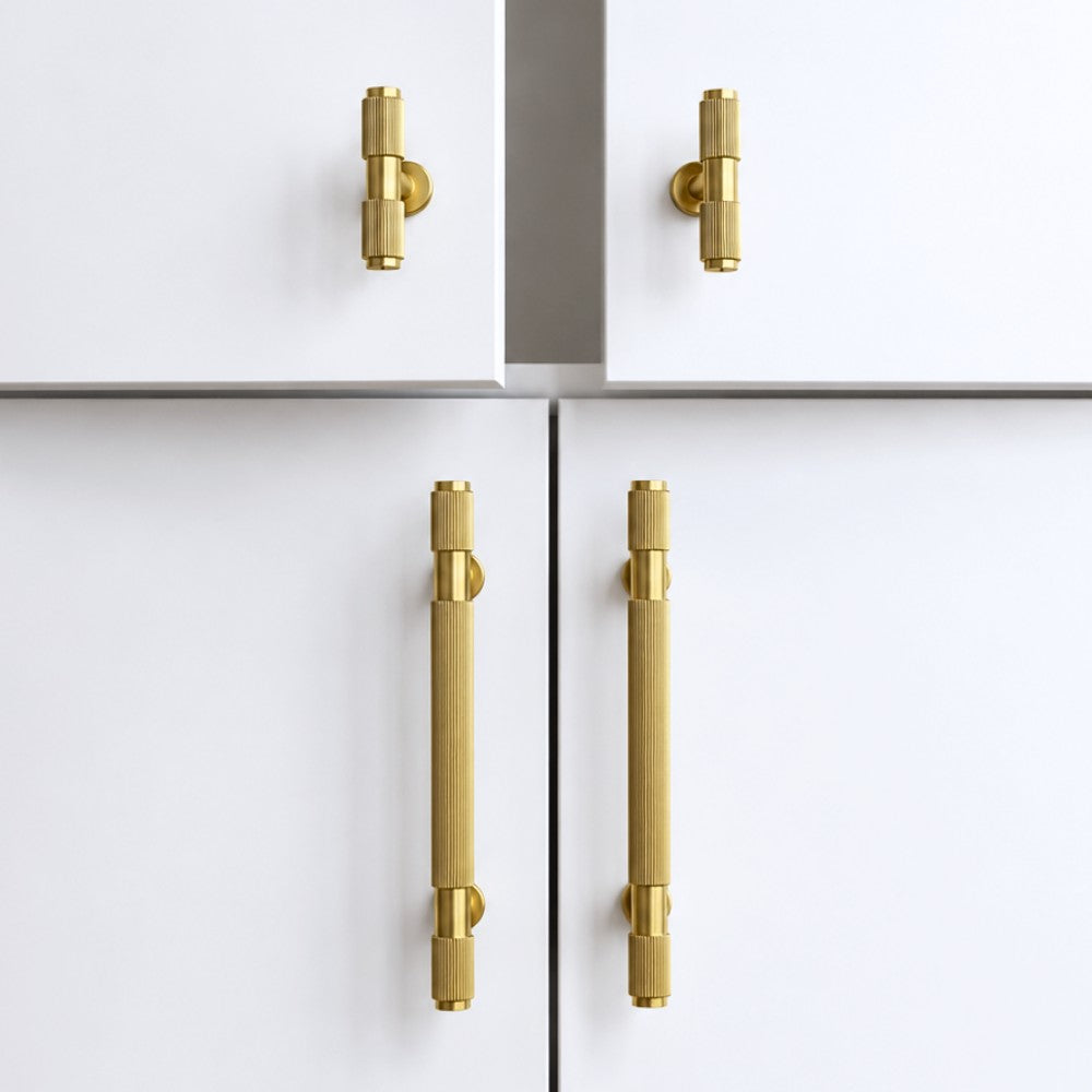 EDGE brushed brass 10 inch cabinet bar pull - navy blue kitchen island - ARCHANDLES