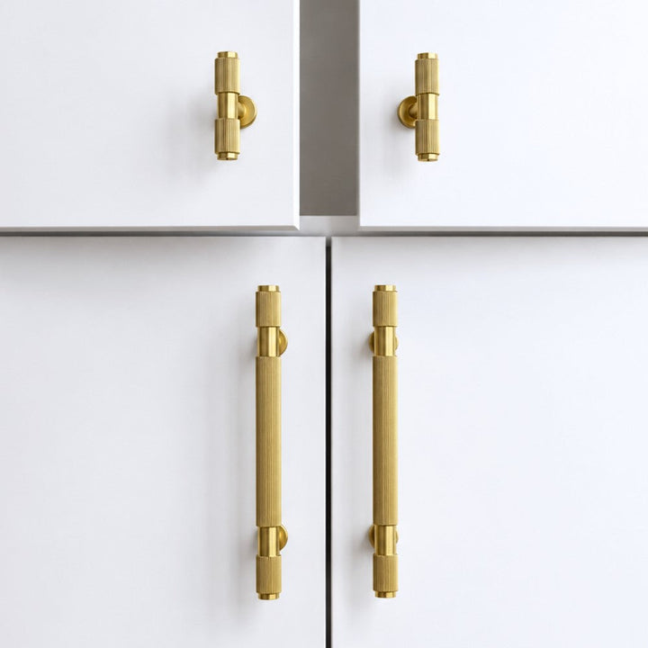 EDGE brushed brass 10 inch cabinet bar pull - navy blue kitchen island - ARCHANDLES
