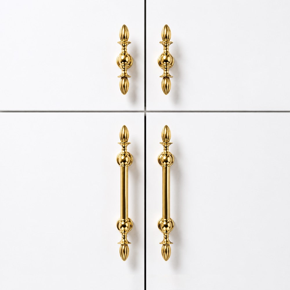 FLUX polished gold 6.25 inch cabinet bar pull - navy blue kitchen - ARCHANDLES