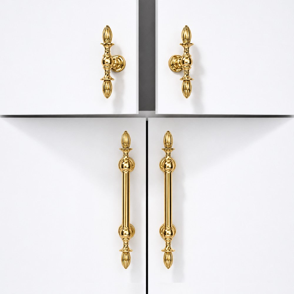 FLUX polished gold 6.25 inch cabinet bar pull - navy blue kitchen - ARCHANDLES