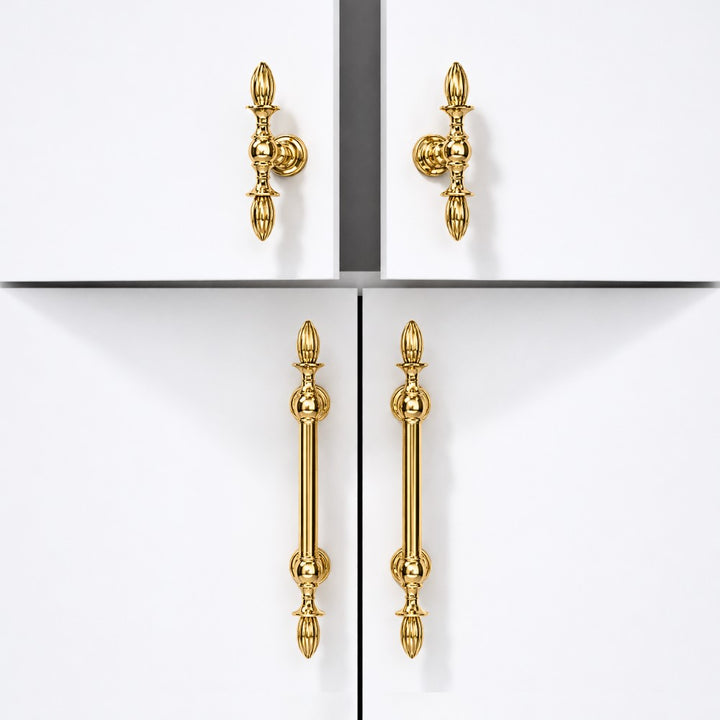 FLUX polished gold 6.25 inch cabinet bar pull - navy blue kitchen - ARCHANDLES