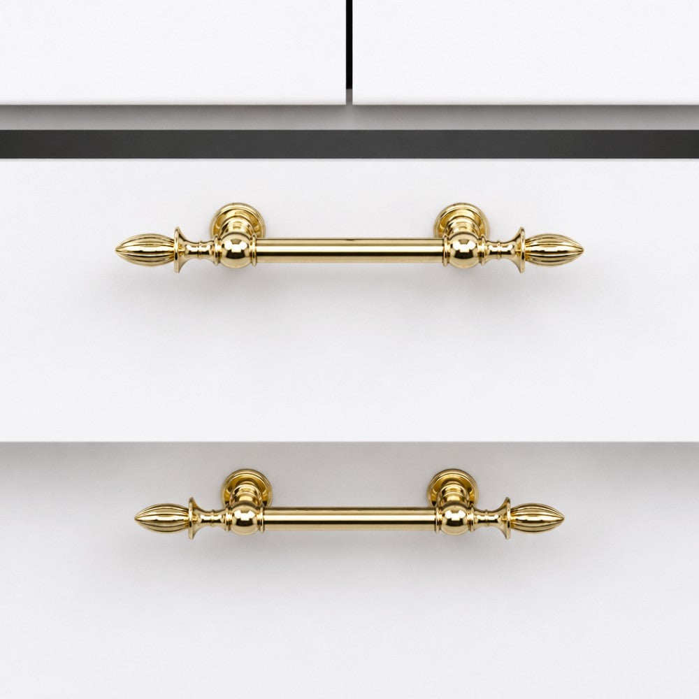 FLUX polished gold 6.25 inch cabinet bar pull - navy blue kitchen - ARCHANDLES