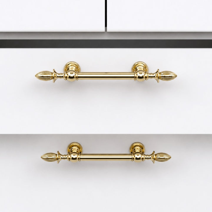 FLUX polished gold 6.25 inch cabinet bar pull - navy blue kitchen - ARCHANDLES