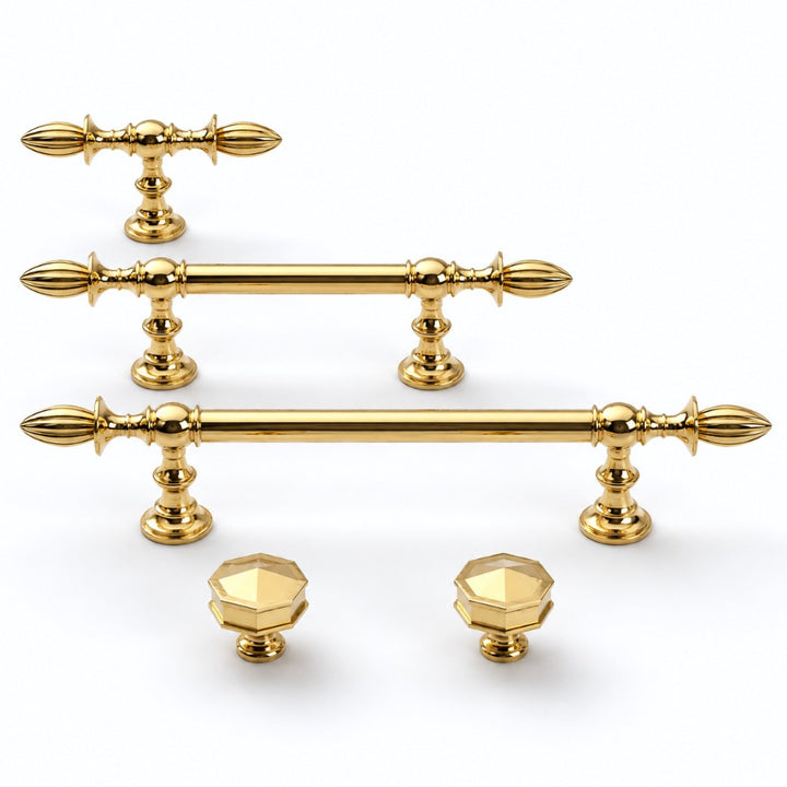 FLUX polished gold 6.25 inch cabinet bar pull - navy blue kitchen - ARCHANDLES