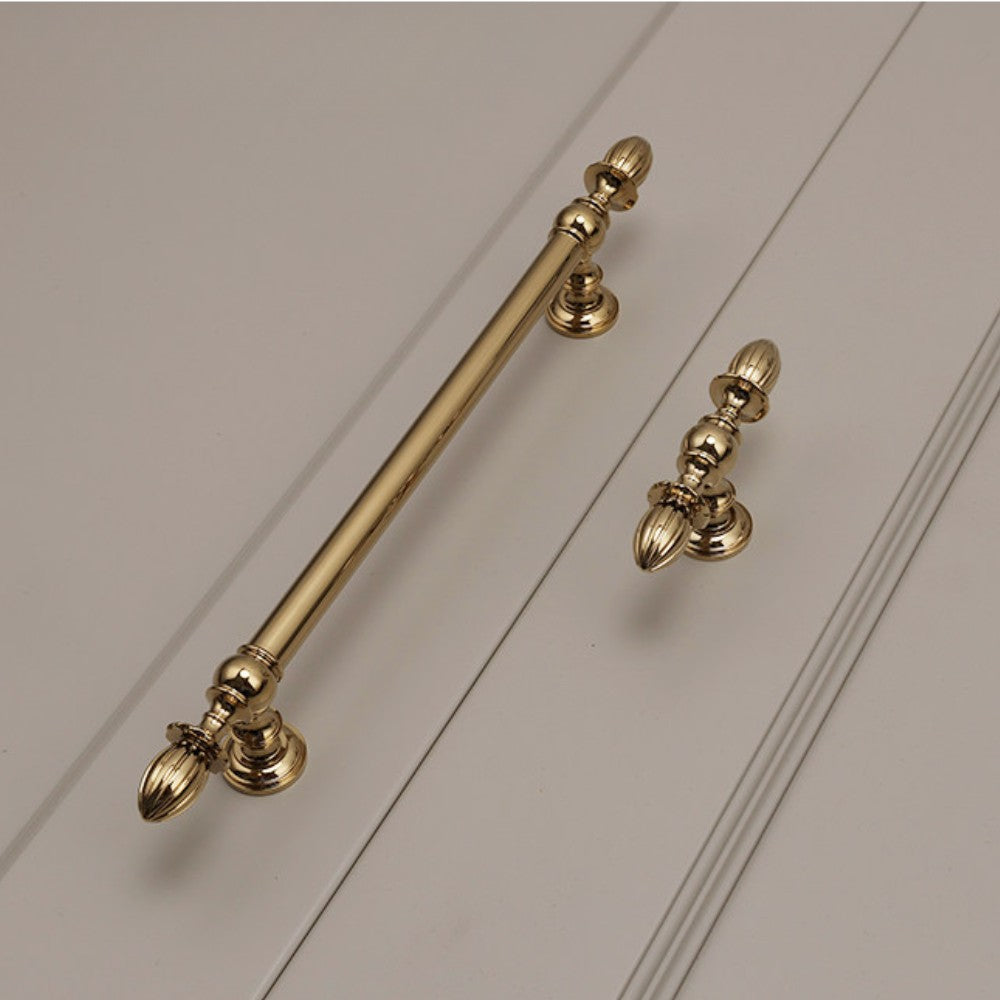 FLUX polished gold 6.25 inch cabinet bar pull - navy blue kitchen - ARCHANDLES
